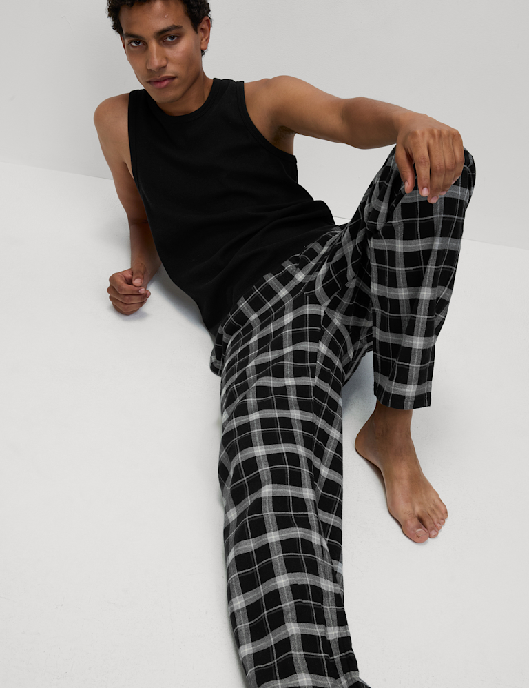 2pk Brushed Cotton Check Long Pant