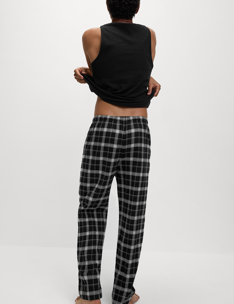 2pk Brushed Cotton Check Long Pant