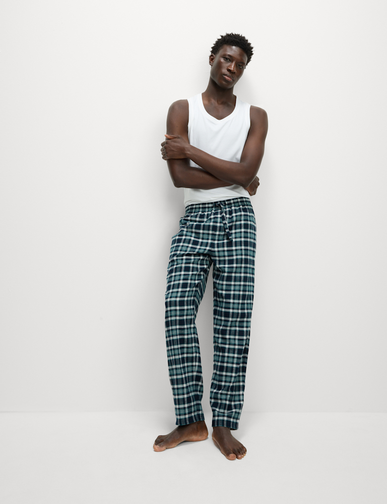 Brushed Cotton Check Long Pant