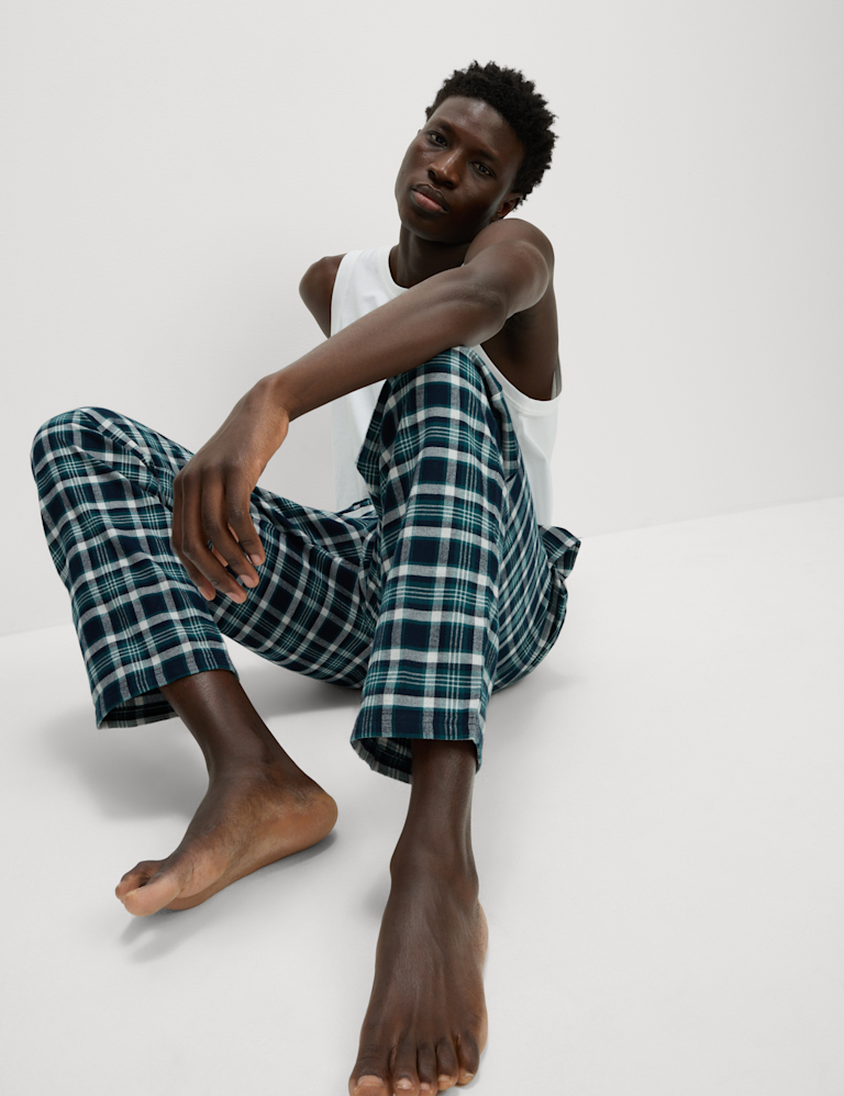Brushed Cotton Check Long Pant