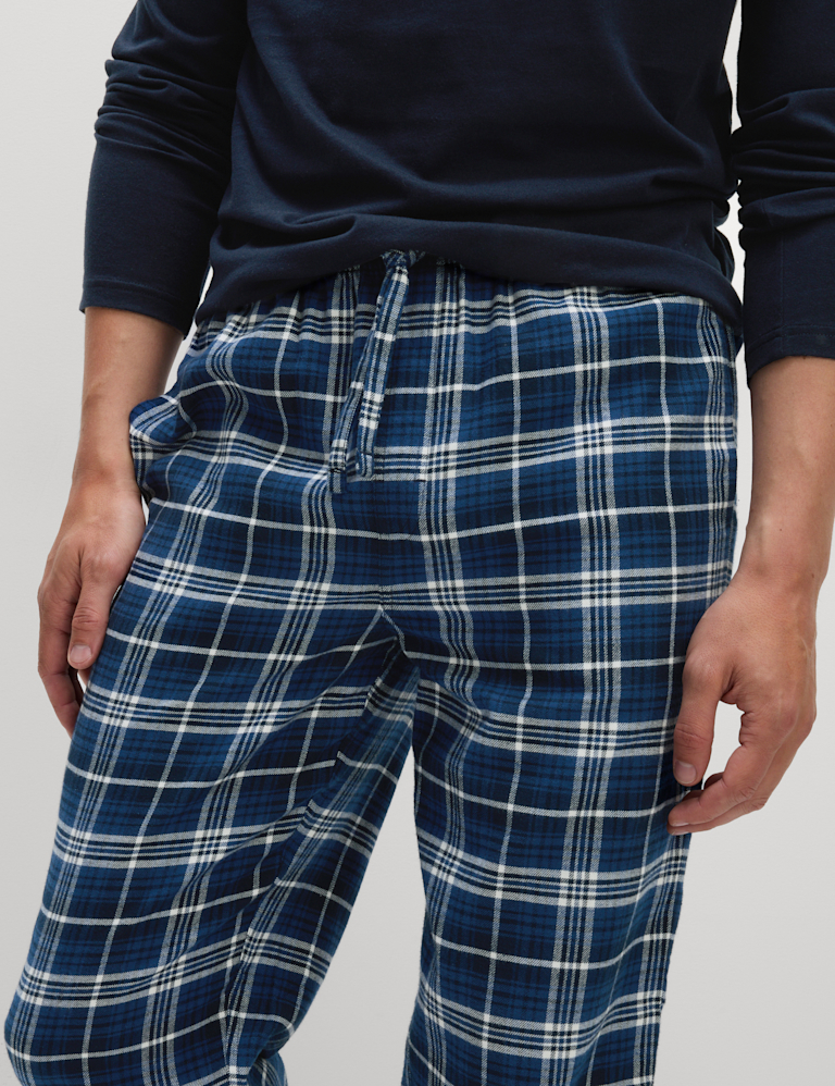 Brushed Cotton Henley Check Pyjama Set