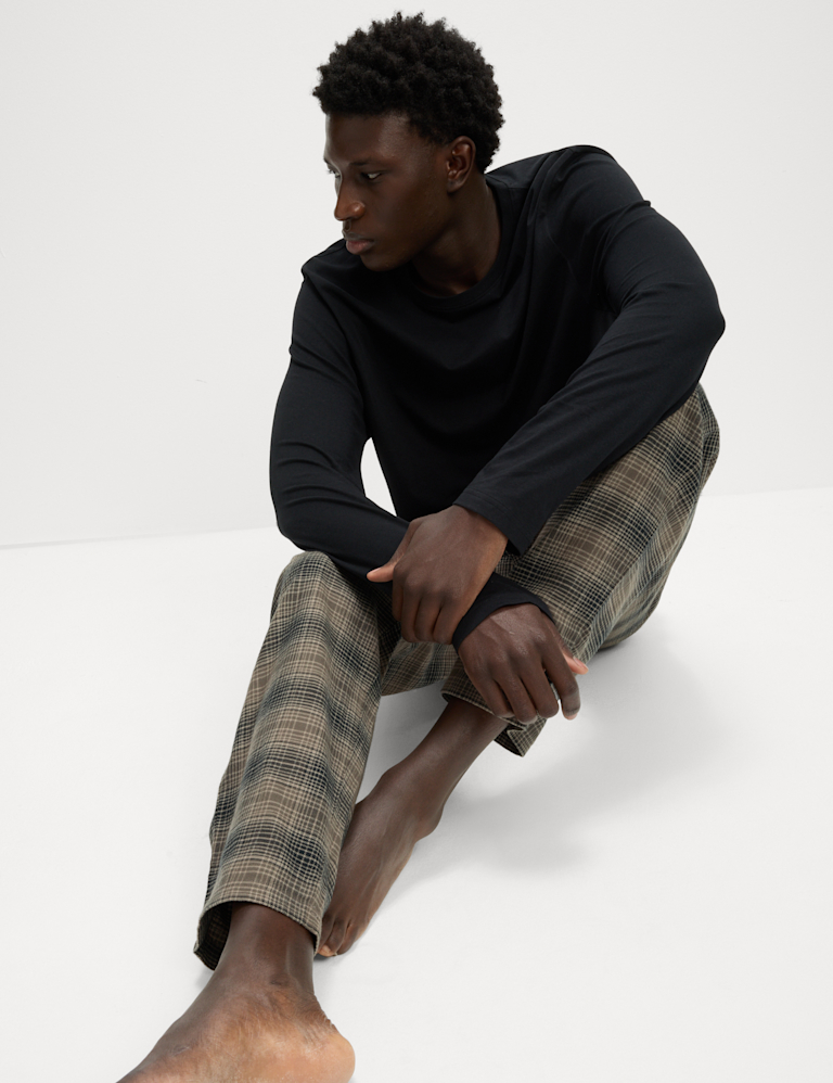 Brushed Cotton Ombre Check Pyjama Set