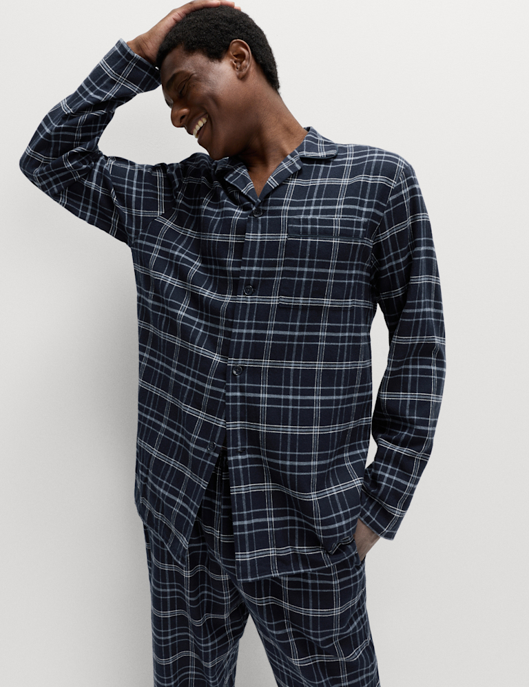 Pure Cotton Brushed Checked Pyjama Set