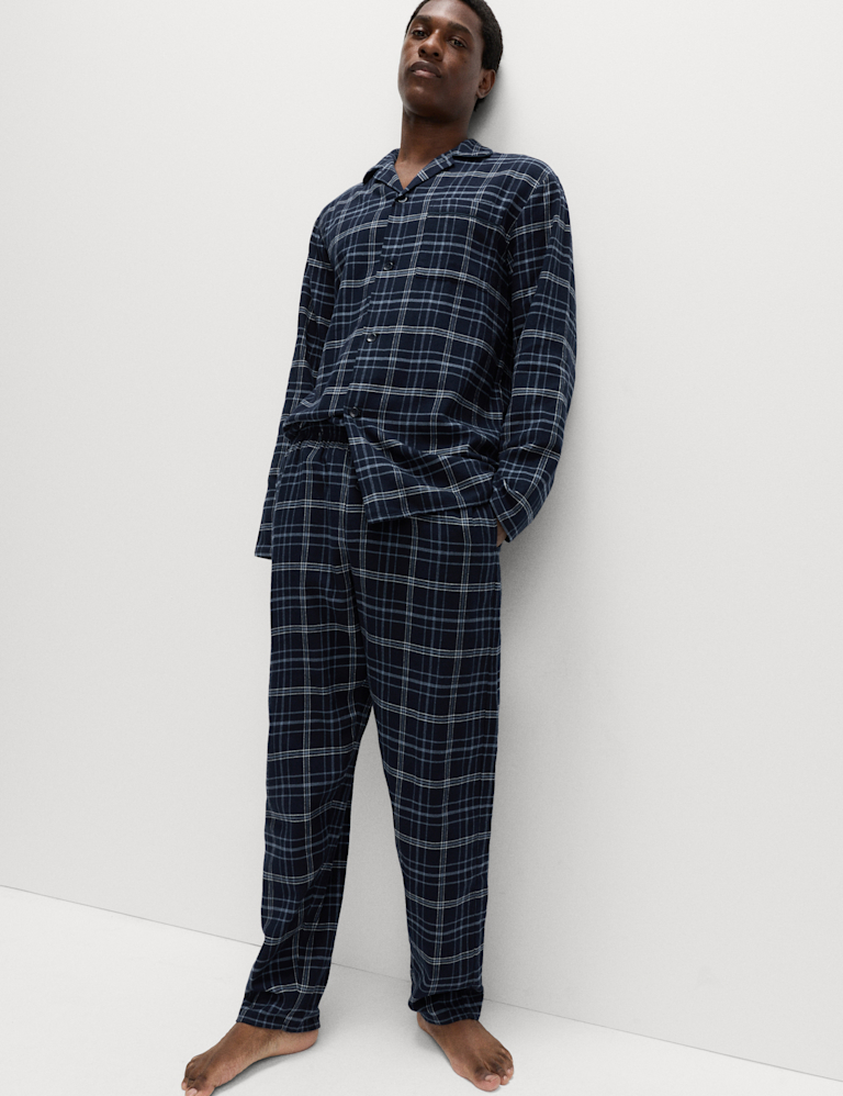 Pure Cotton Brushed Checked Pyjama Set