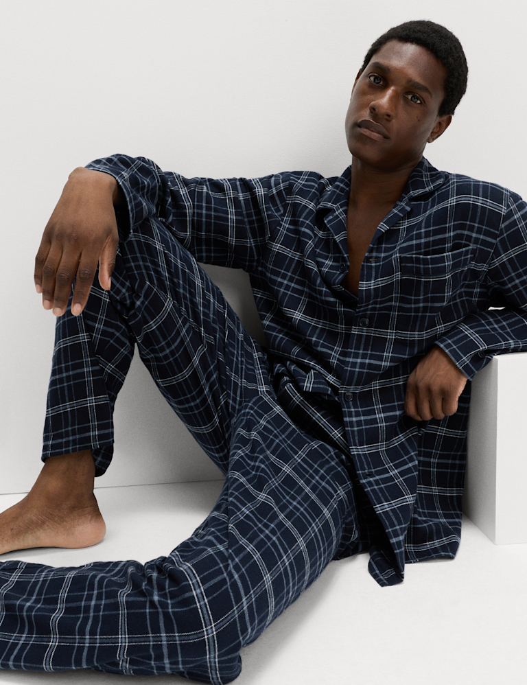 Pure Cotton Brushed Checked Pyjama Set