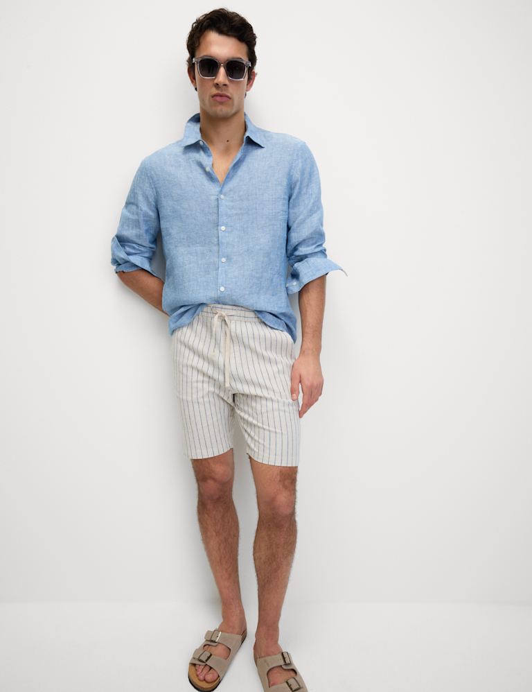 Linen Blend Elasticated Waist Shorts