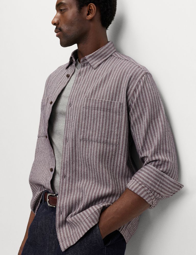 Pure Cotton Striped Flannel Shirt