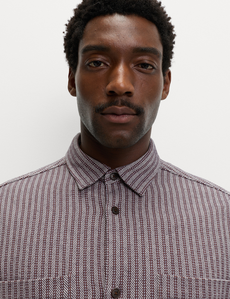 Pure Cotton Striped Flannel Shirt