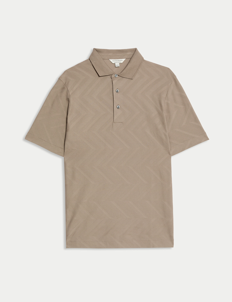 Pure Cotton Geometric Print Polo Shirt