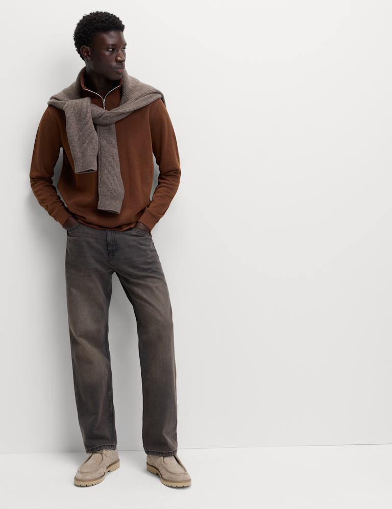 Cotton Rich Double Knit Half Zip Sweatshirt