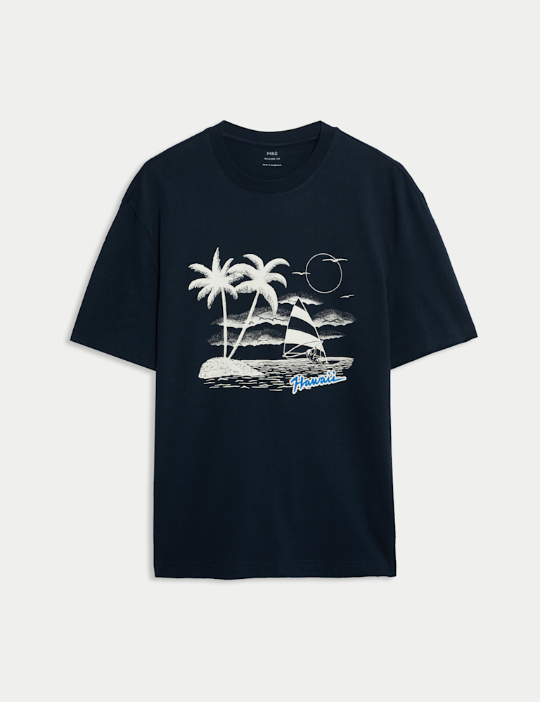 Cotton Rich Hawaii Graphic Crew Neck T-Shirt