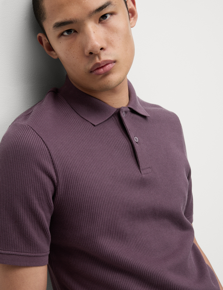 Pure Cotton Textured Polo Shirt