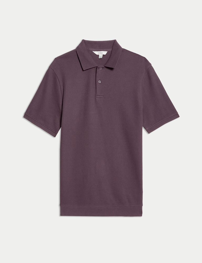 Pure Cotton Textured Polo Shirt