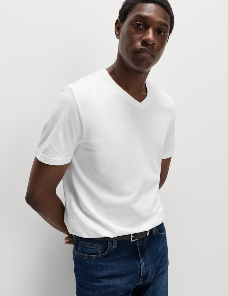 Pure Cotton V Neck T-Shirt