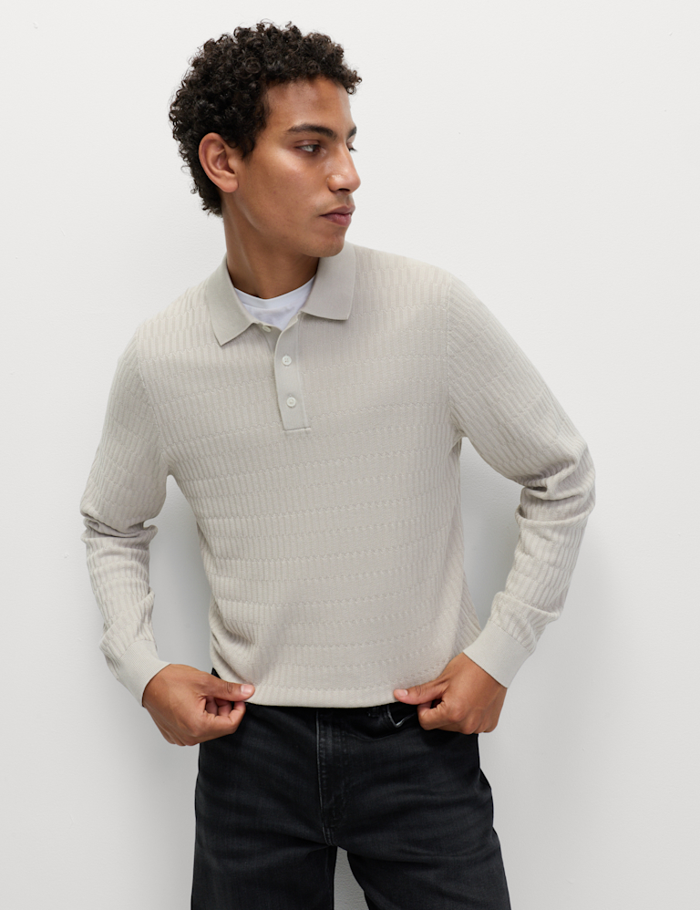 Cotton Modal Geometric Knitted Polo