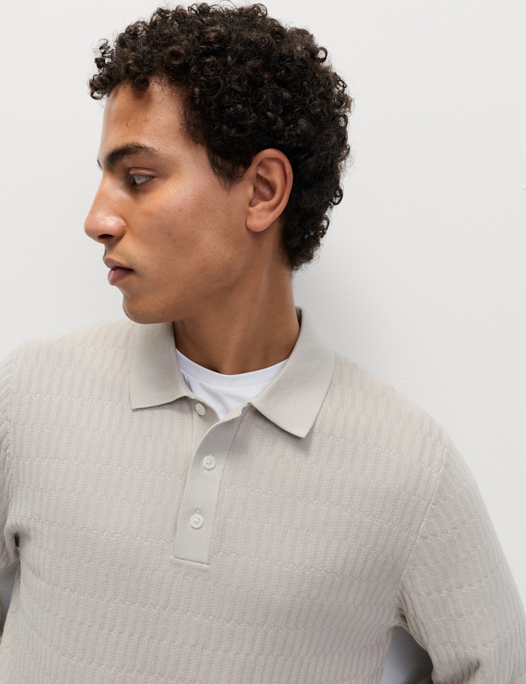 Cotton Modal Geometric Knitted Polo