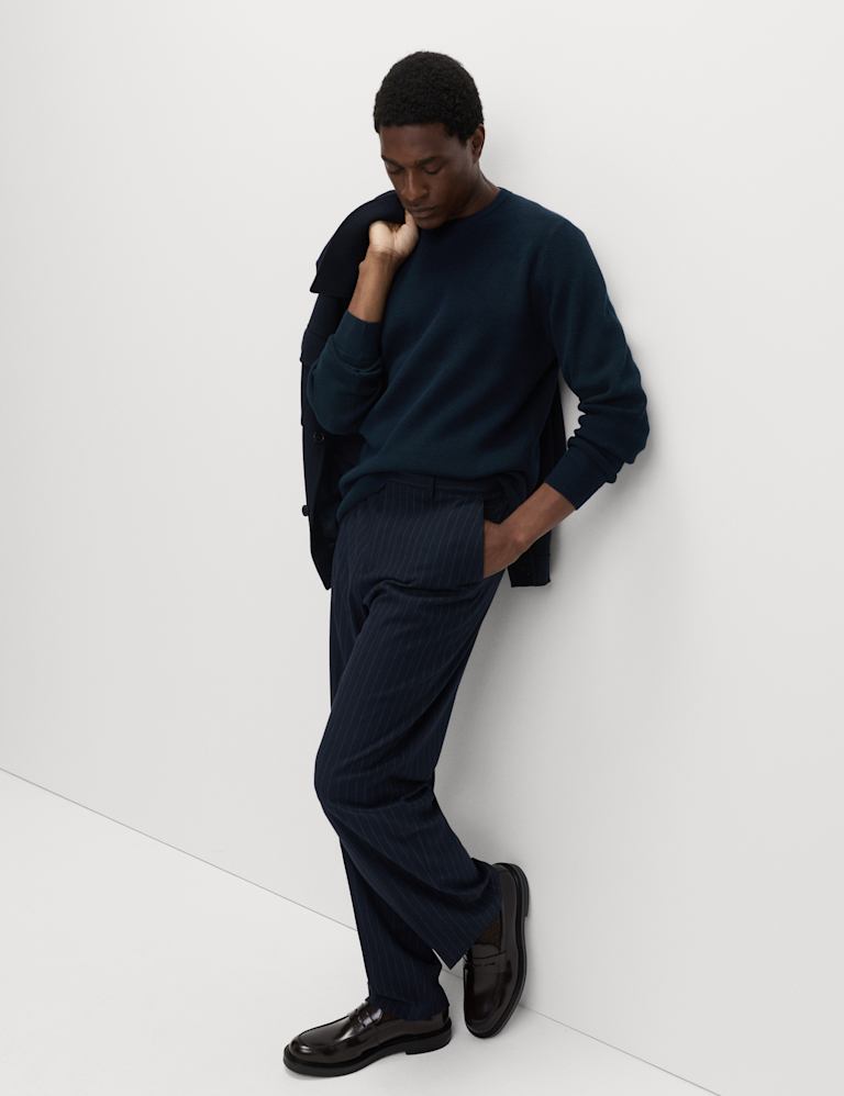 Cotton Blend Fine Rib Crew Jumper