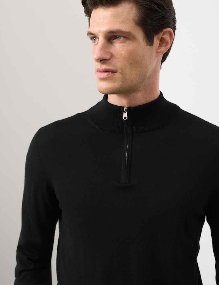 Pure Extra Fine Merino Wool Half Zip Jumper Pure Extra Fine Merino Wool Half Zip Jumper