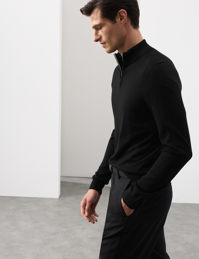 Pure Extra Fine Merino Wool Half Zip Jumper