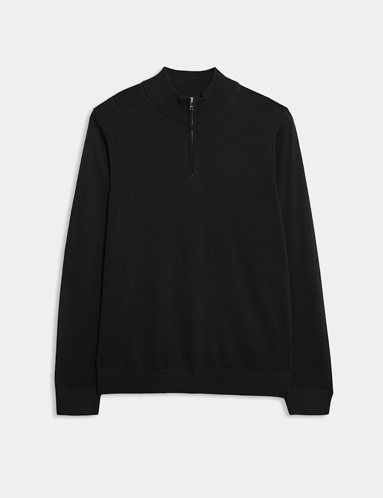 Pure Extra Fine Merino Wool Half Zip Jumper
