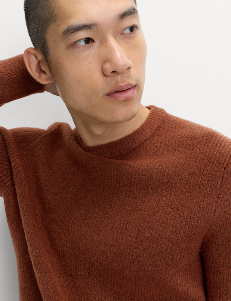 Supersoft Ribbed Crew Neck Jumper with Wool Supersoft Ribbed Crew Neck Jumper with Wool