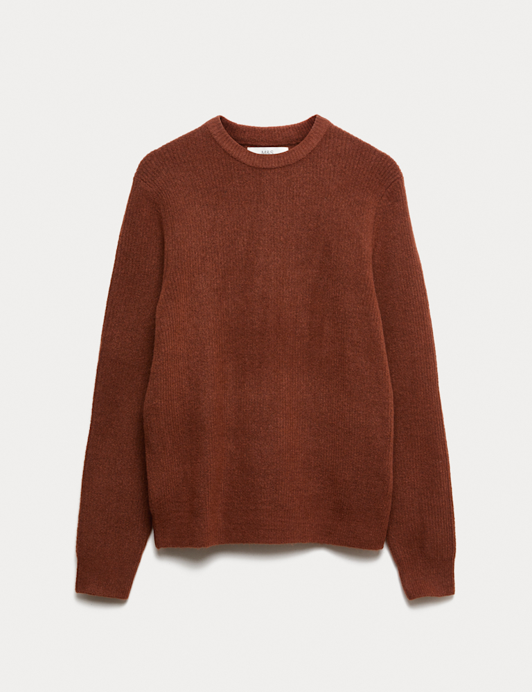 Supersoft Ribbed Crew Neck Jumper with Wool