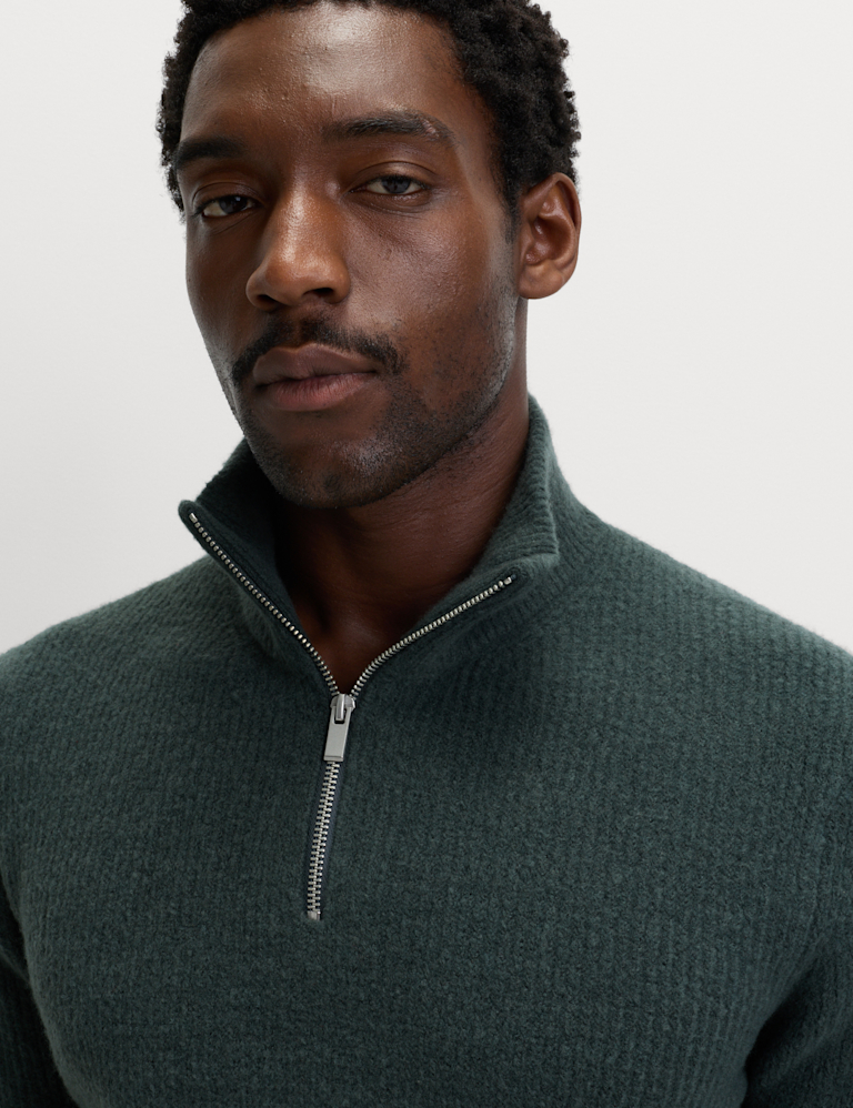 Supersoft Ribbed Half zip Jumper with Wool Supersoft Ribbed Half zip Jumper with Wool