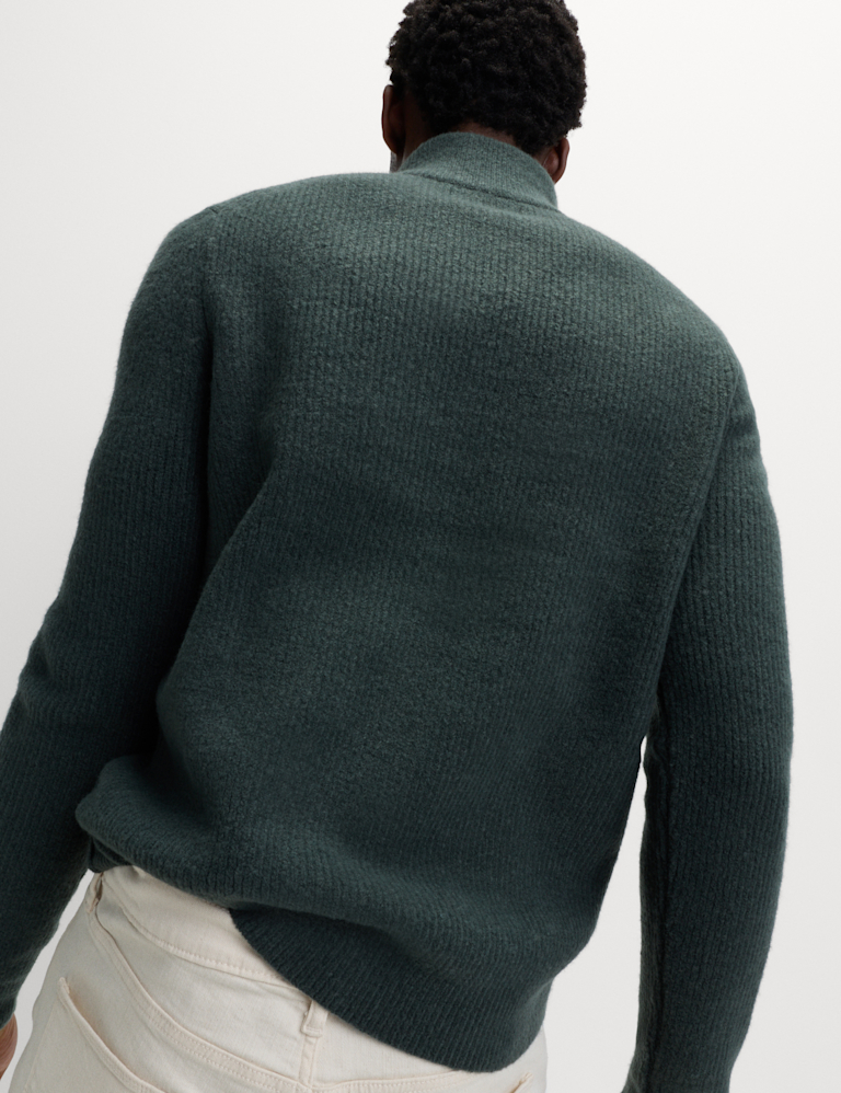Supersoft Ribbed Half zip Jumper with Wool