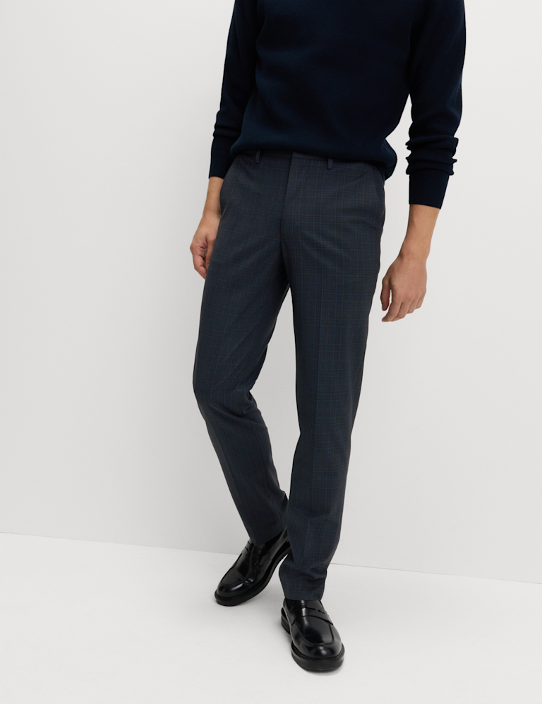Tailored Fit Checked Trousers