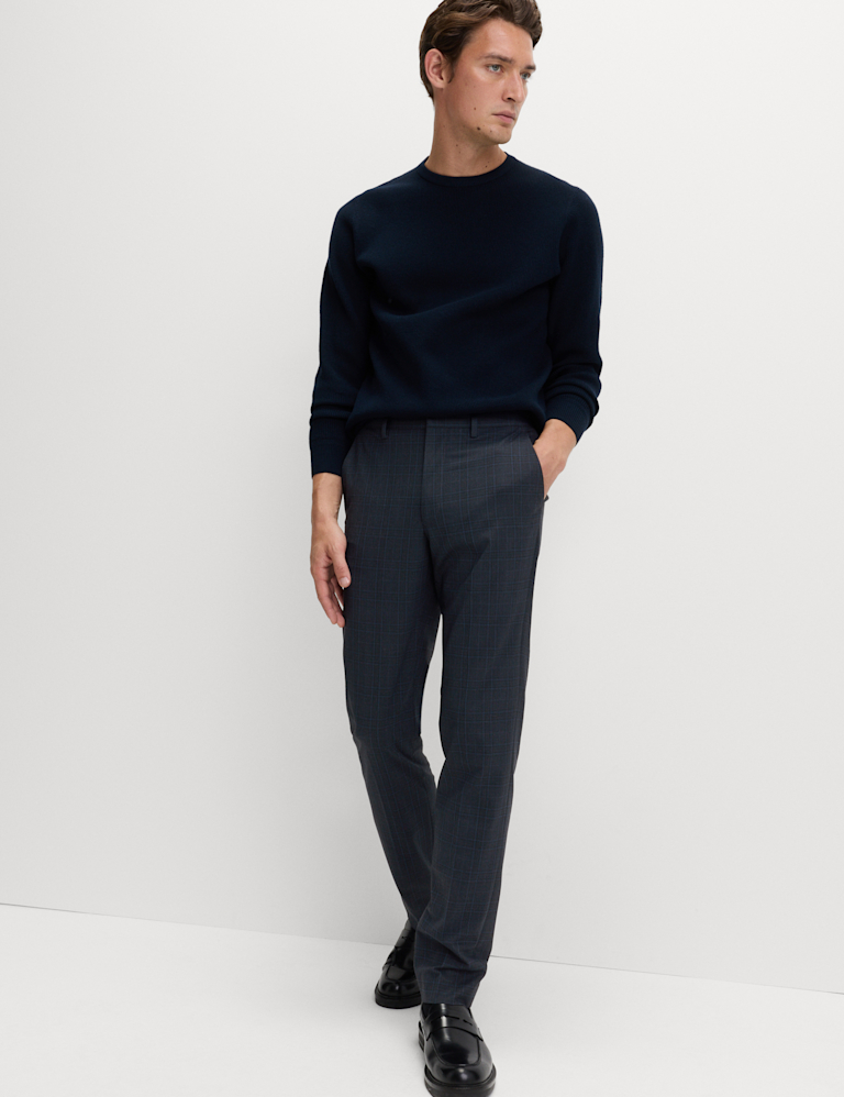 Tailored Fit Checked Trousers