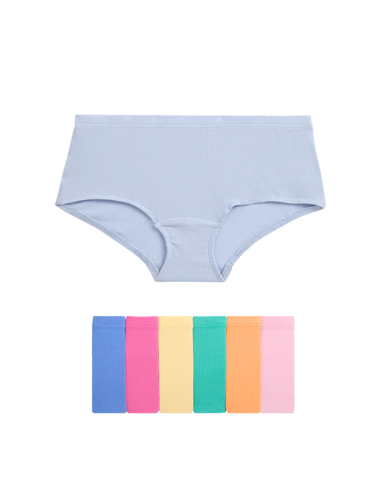 7pk Cotton Rich Ribbed Shorts (5-16 Yrs)