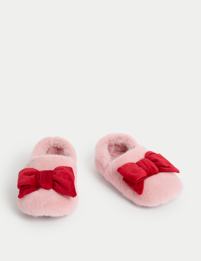 Kids’ Bow Riptape Slippers (4 Small – 13 Small)