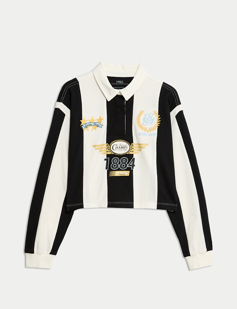 Pure Cotton Striped Rugby Top (6-16 Yrs)