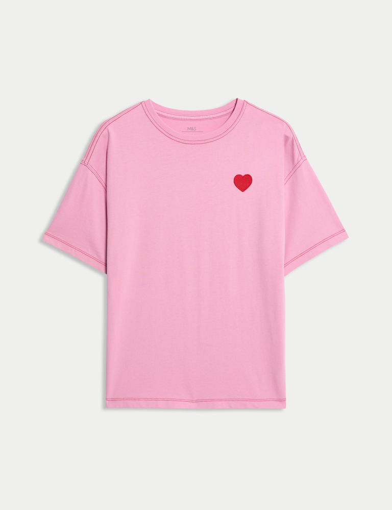 Pure Cotton Cherry Love Embroidered T-Shirt (2-16 Yrs)