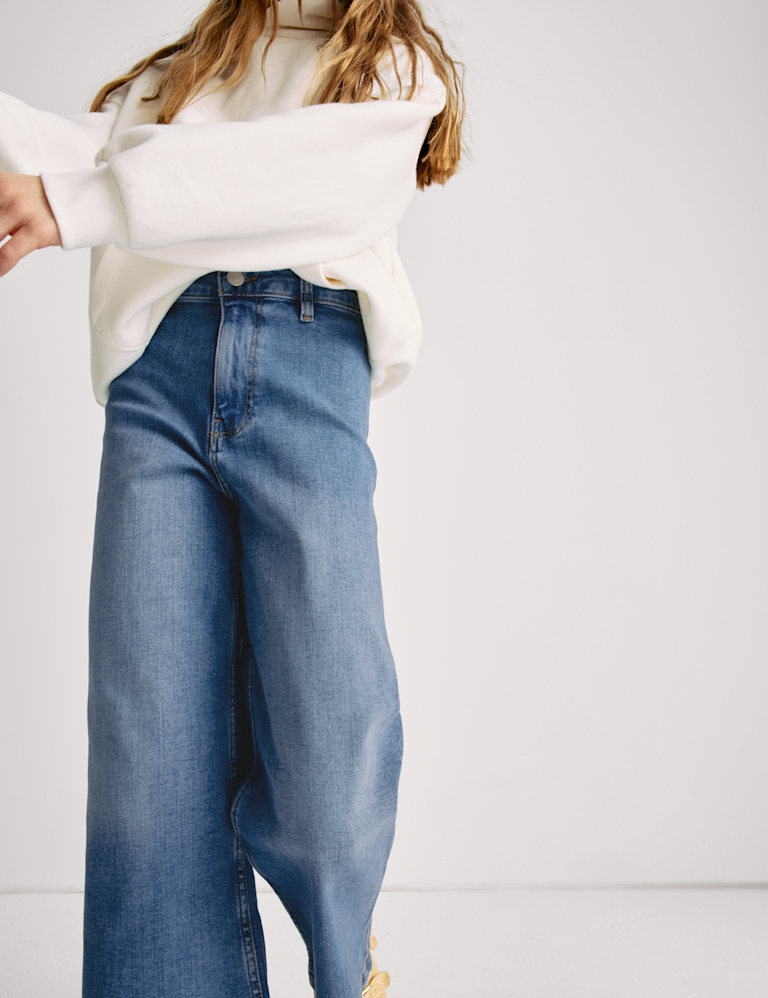 Wide Leg Cotton Rich Cropped Jeans (6-16 Yrs)