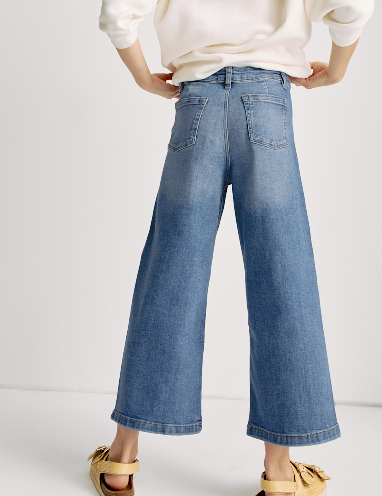 Wide Leg Cotton Rich Cropped Jeans (6-16 Yrs)