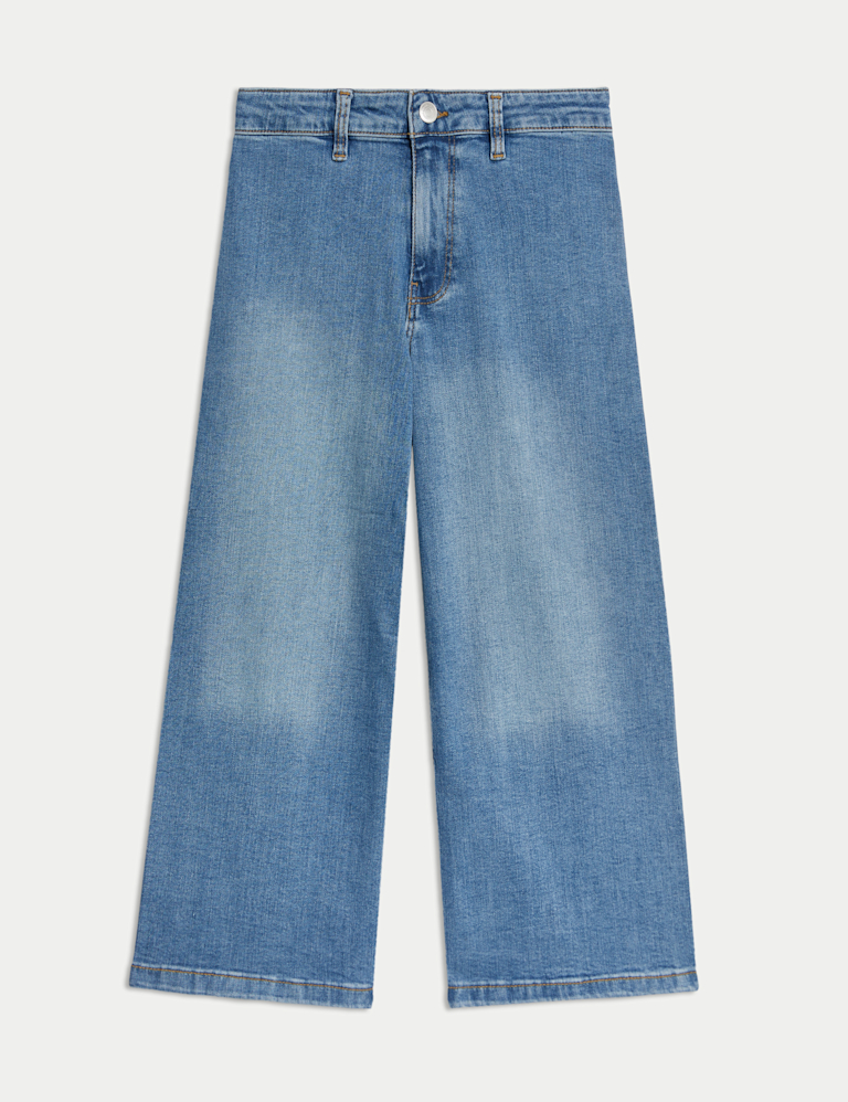 Wide Leg Cotton Rich Cropped Jeans (6-16 Yrs)