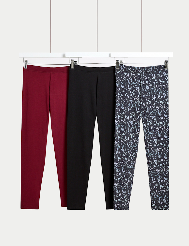 3pk Cotton Rich Printed Leggings (6-16 Yrs)