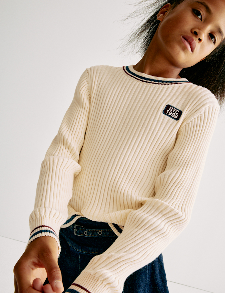 Pure Cotton Ribbed Jumper (6 – 16 yrs)