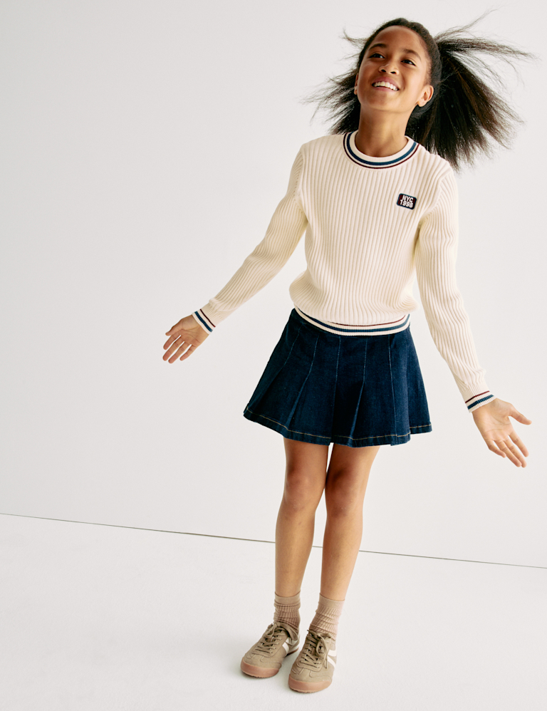 Pure Cotton Ribbed Jumper (6 – 16 yrs)