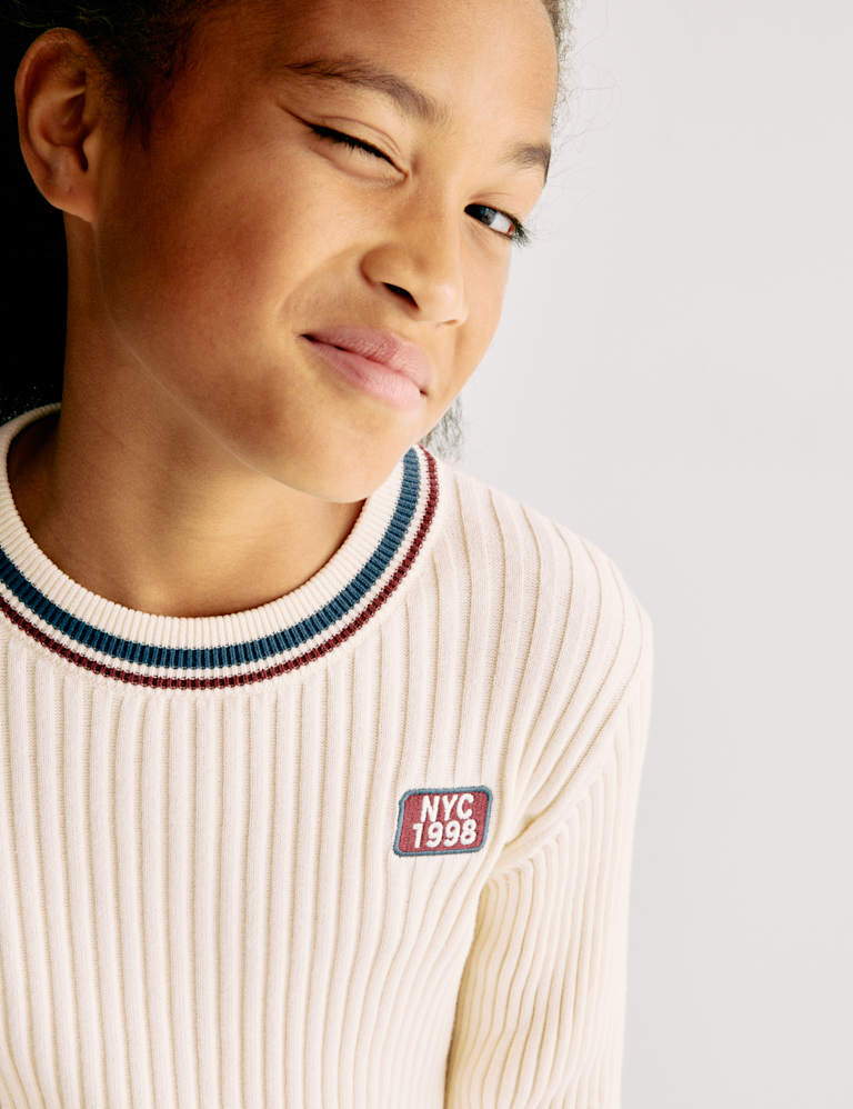 Pure Cotton Ribbed Jumper (6 – 16 yrs)