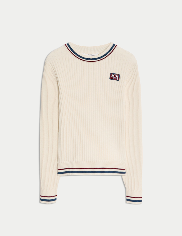 Pure Cotton Ribbed Jumper (6 – 16 yrs)