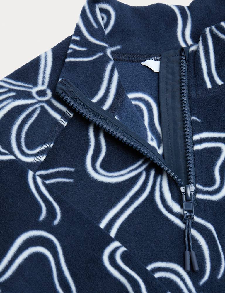 Fleece Bow Print Half-Zip Jumper (2-8 Yrs)