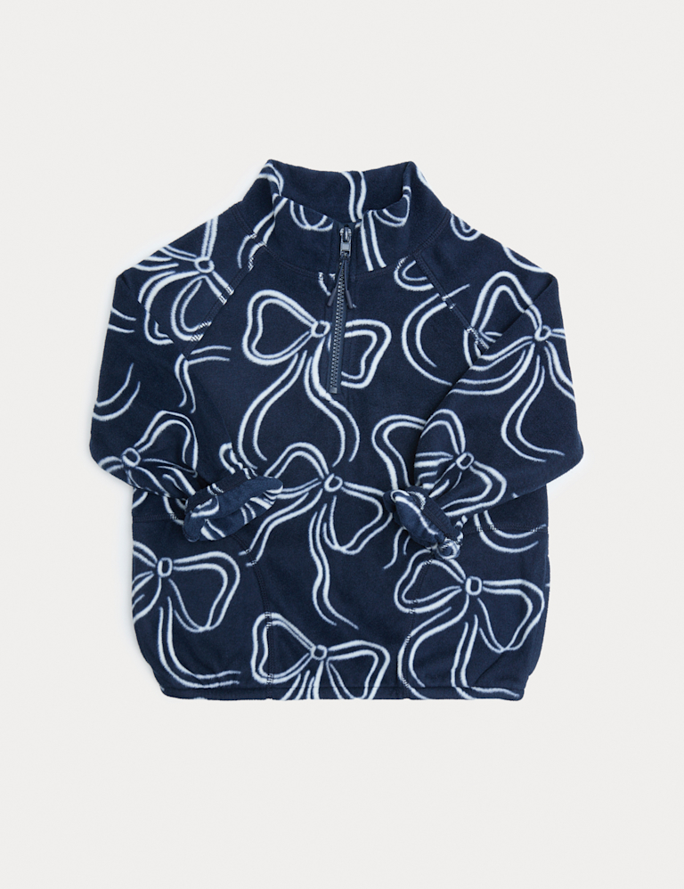 Fleece Bow Print Half-Zip Jumper (2-8 Yrs)