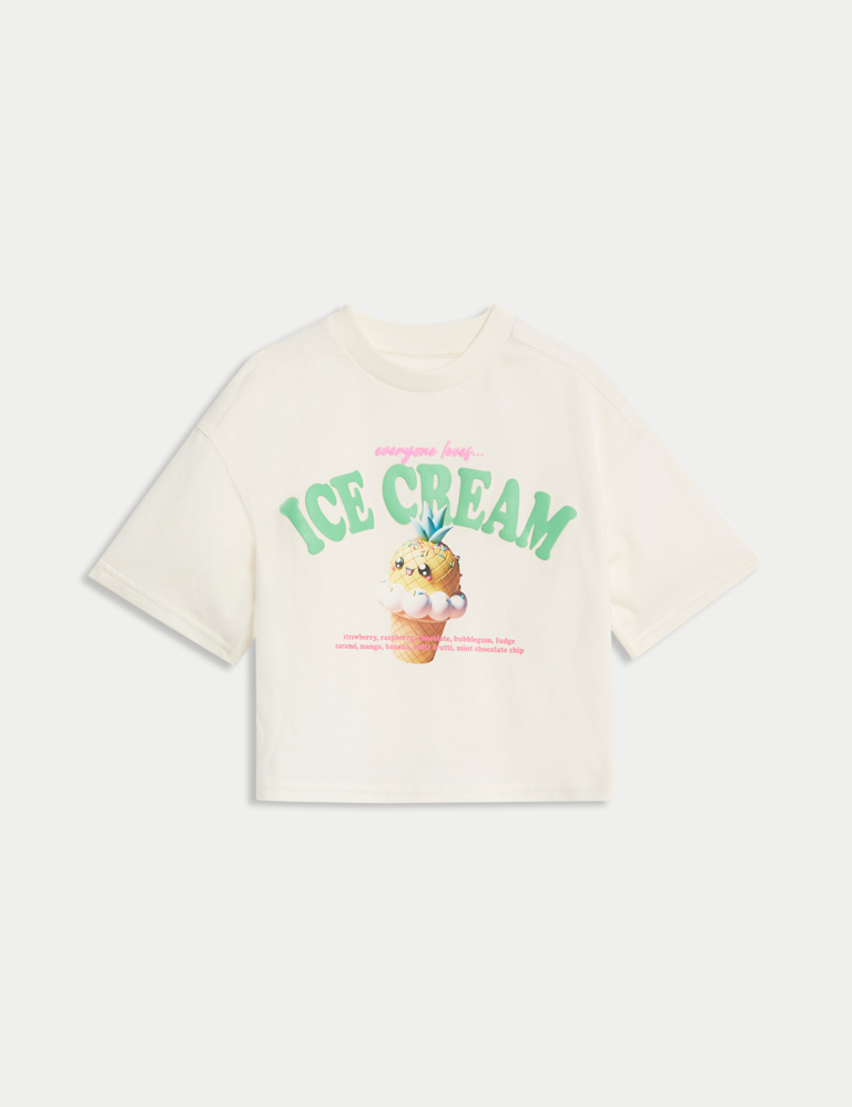 Pure Cotton Ice Cream Slogan T-Shirt (2-8 Yrs)