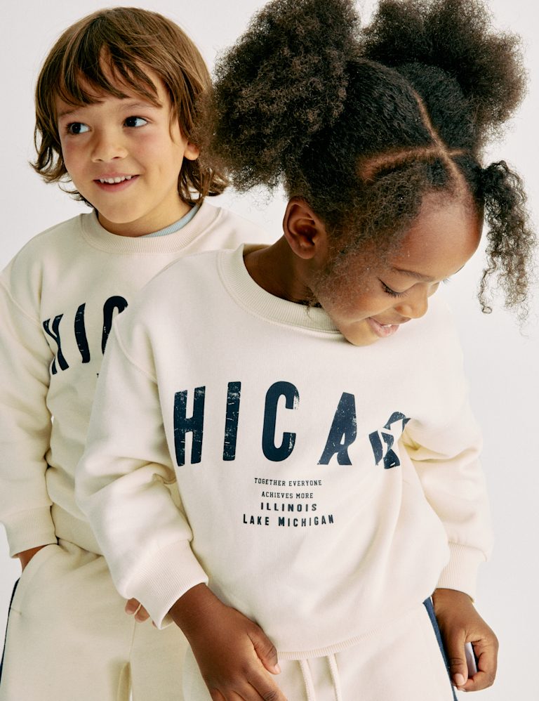 Cotton Rich Chicago Sweatshirt (2-8 Yrs) - Marks and Spencer