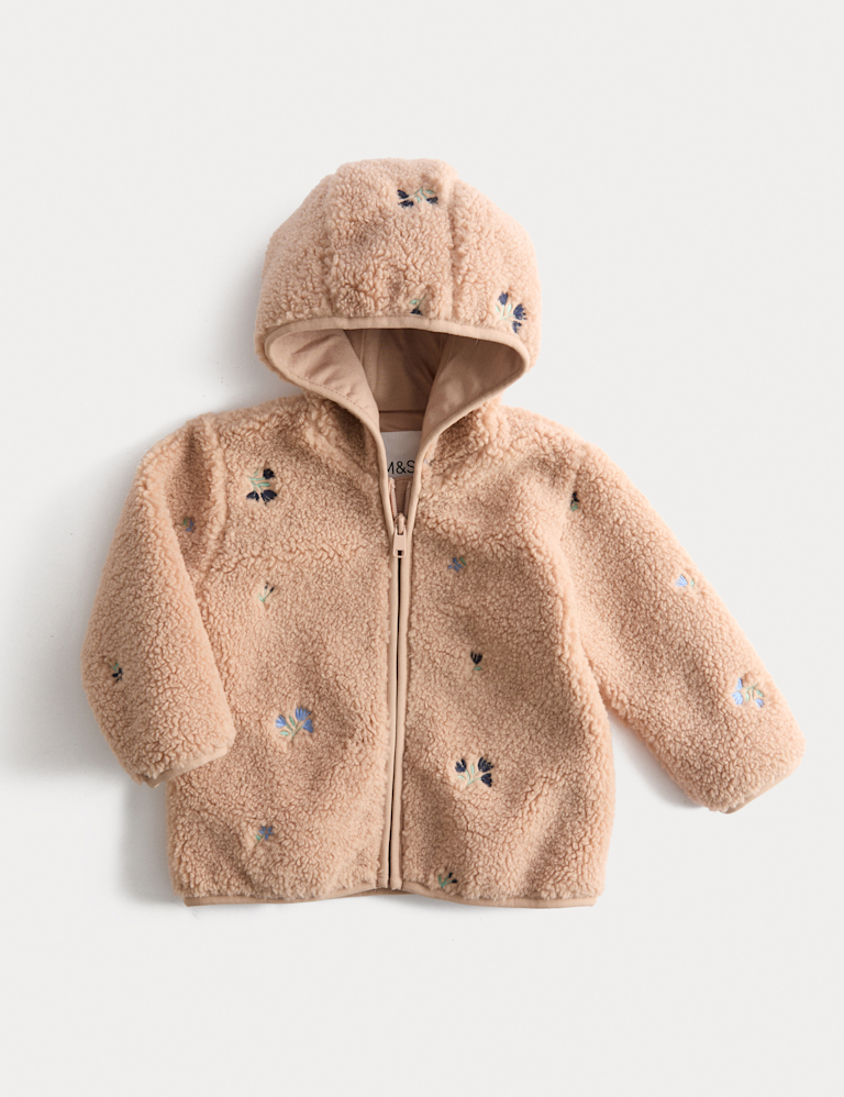 Borg Floral Embroidered Hooded Jacket (0 Mths-3 Yrs)