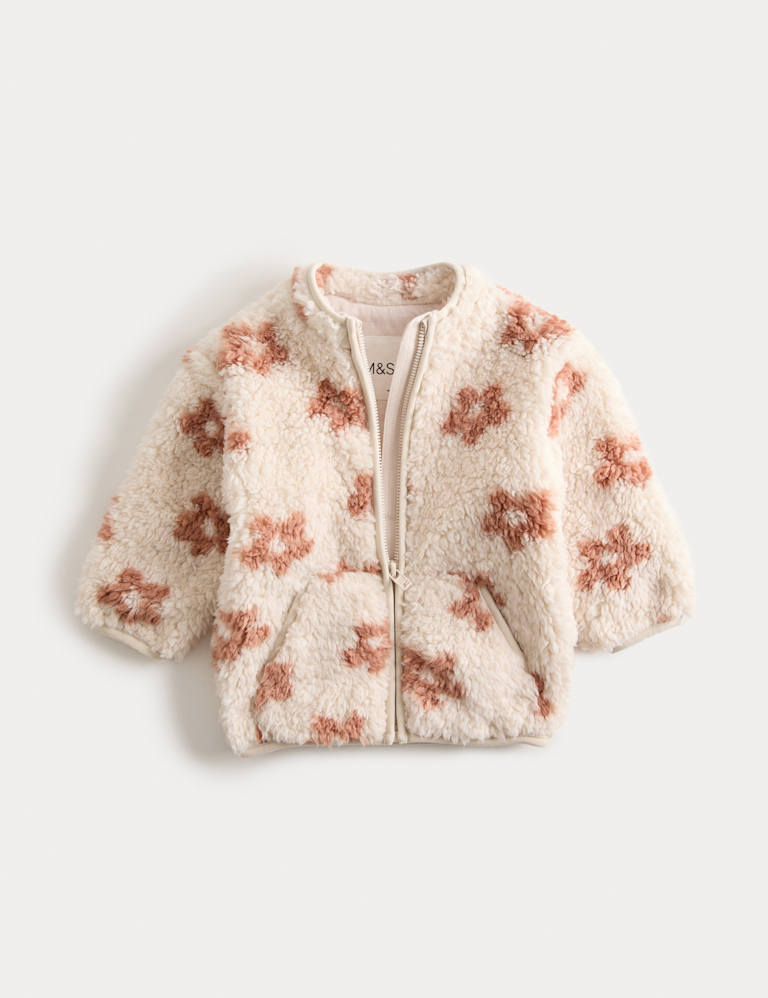 Floral Borg Zip Jacket (0-3 Yrs) Floral Borg Zip Jacket (0-3 Yrs)