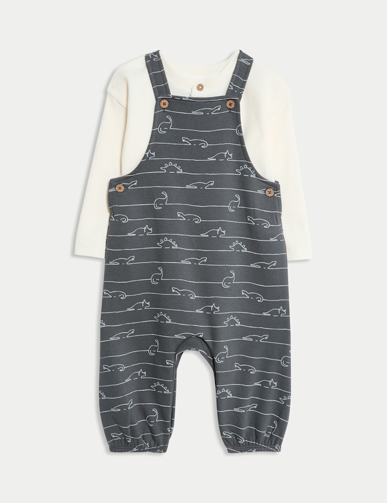 2pc Cotton Rich Jersey Dino Dungaree Outfit (0-3 Yrs) 2pc Cotton Rich Jersey Dino Dungaree Outfit (0-3 Yrs)