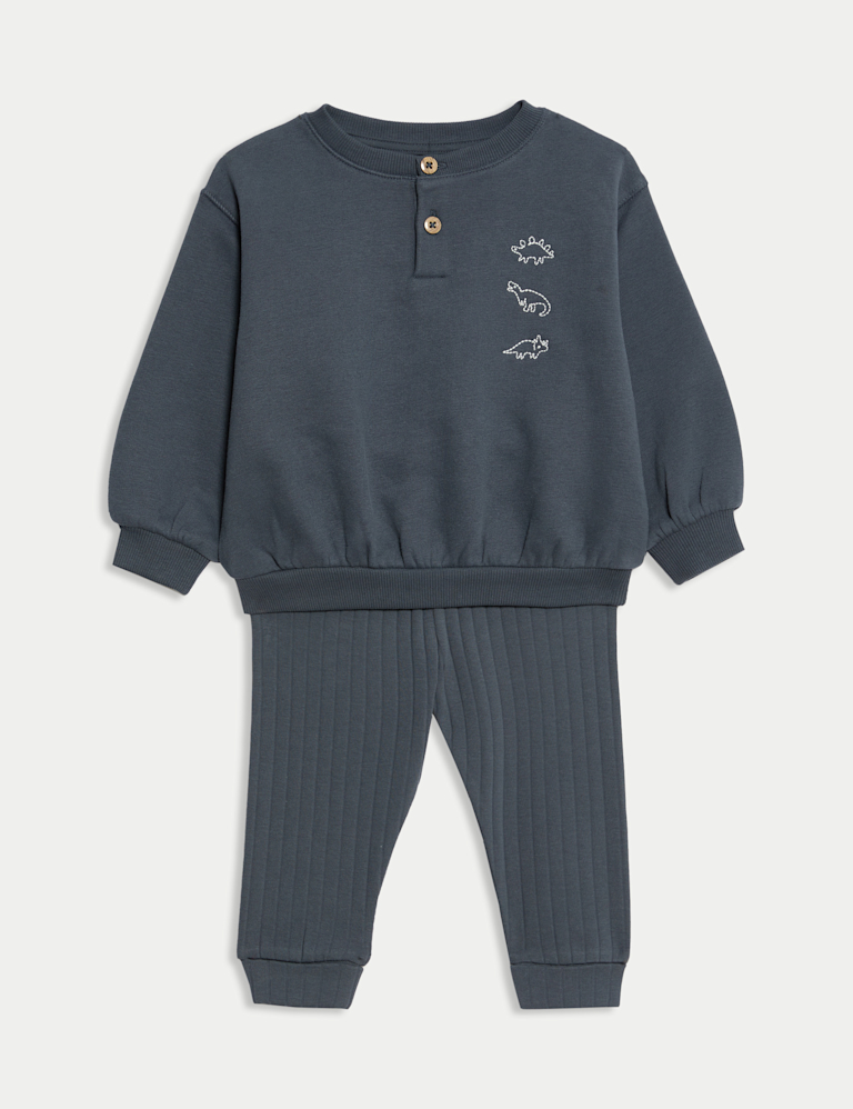 2pc Cotton Rich Dino Top & Bottom Outfit (0-6 Yrs) 2pc Cotton Rich Dino Top & Bottom Outfit (0-6 Yrs)